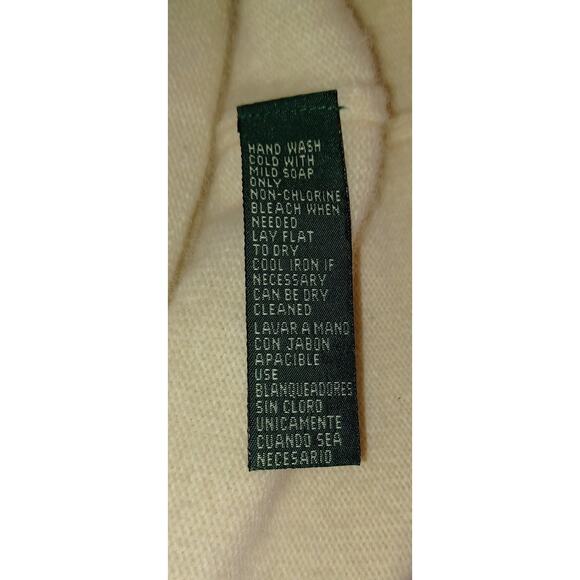 Lauren Ralph Lauren Lace Ruffle Trim Neck Cream Sweater Merino Wool Cashmere XL - Picture 8 of 8